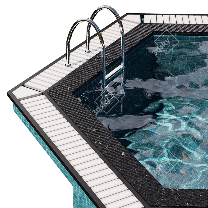 Hexagonal Jacuzzi Pool with Caustics 3D model image 3