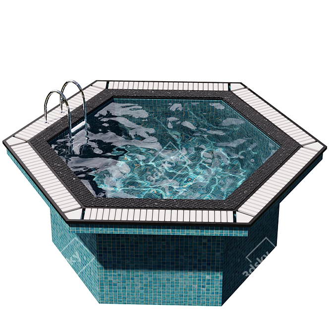 Hexagonal Jacuzzi Pool with Caustics 3D model image 4