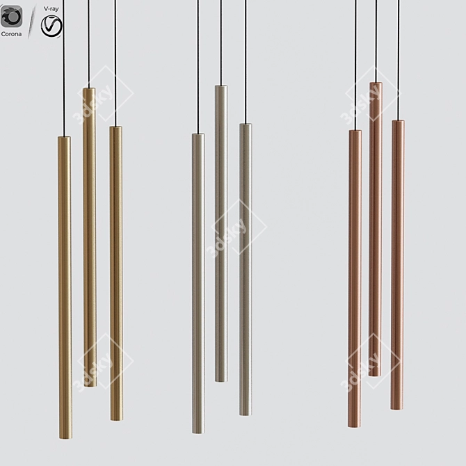 Elegant Metal Pendant Lamp 3D model image 1