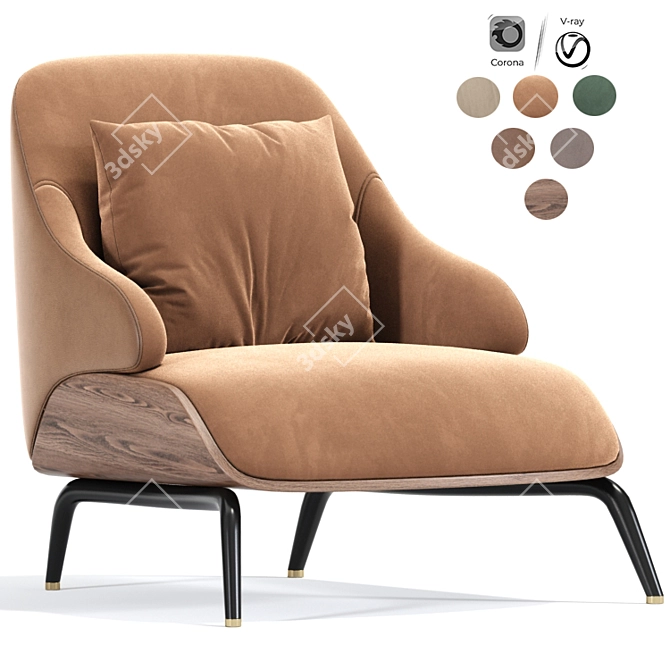 Brigid Lounge Armchair: Stylish Comfort for Any Space 3D model image 1