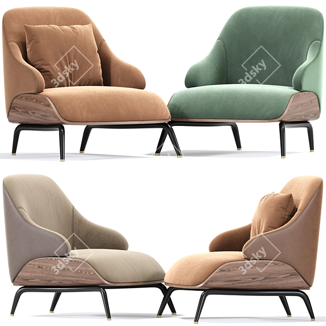 Brigid Lounge Armchair: Stylish Comfort for Any Space 3D model image 2