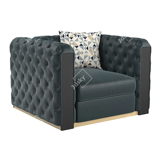 Elegant Tufted Leather Armchair 3D model image 1
