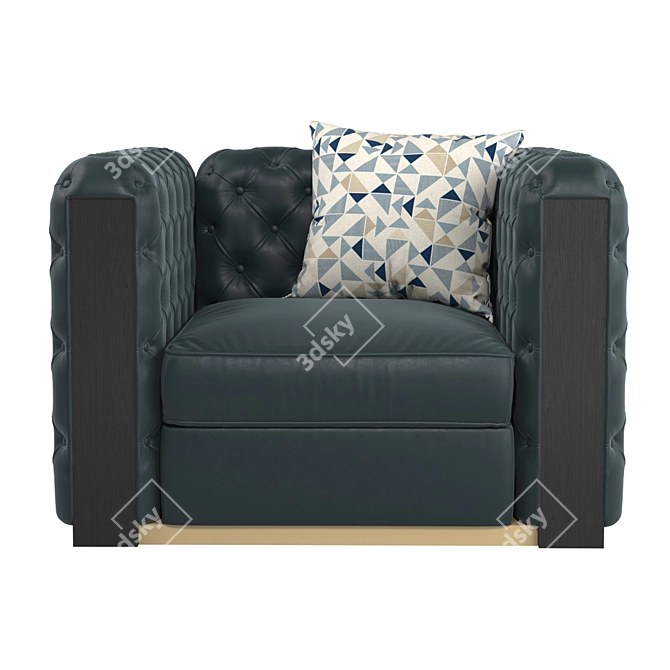 Elegant Tufted Leather Armchair 3D model image 2