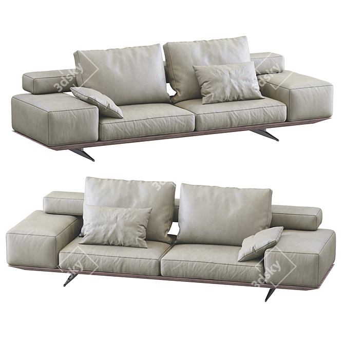 Flexform Leather Wing Sofa 3D model image 3