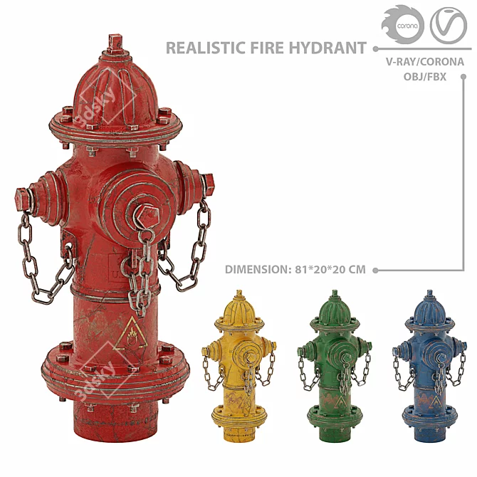 Authentic Fire Hydrant: Realistic 3D Model 3D model image 1