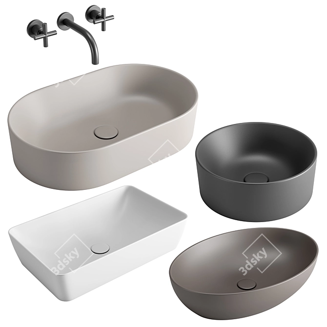 GSI ColorElements Washbasin Set - Stylish and Hygienic 3D model image 1