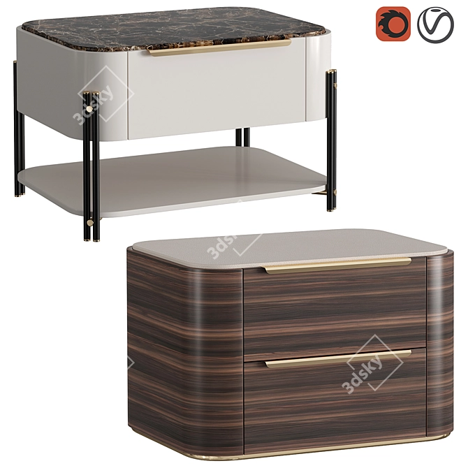 Modern Bamboo Bedside Table 3D model image 7