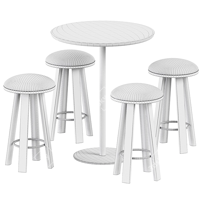 Modern Chic: Sarek Table & BuzziMilk Counter Stool 3D model image 2