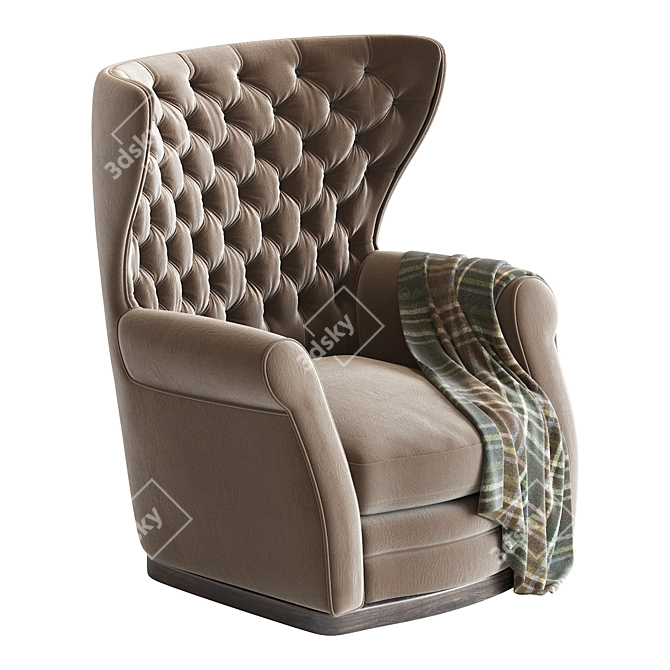 Elegant Bergere Armchair: 108cm x 90cm x 96cm 3D model image 2