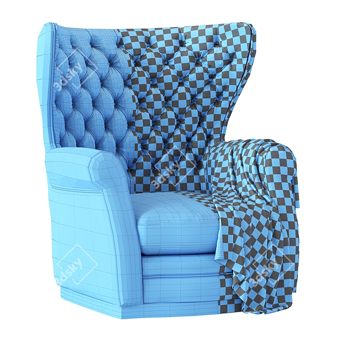 Elegant Bergere Armchair: 108cm x 90cm x 96cm 3D model image 4