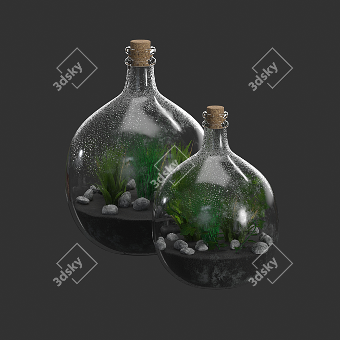 Glass Terrarium Bottle: Living Art in a Jar 3D model image 1