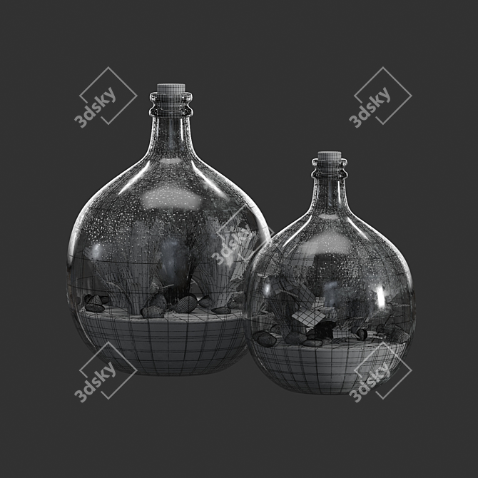 Glass Terrarium Bottle: Living Art in a Jar 3D model image 4