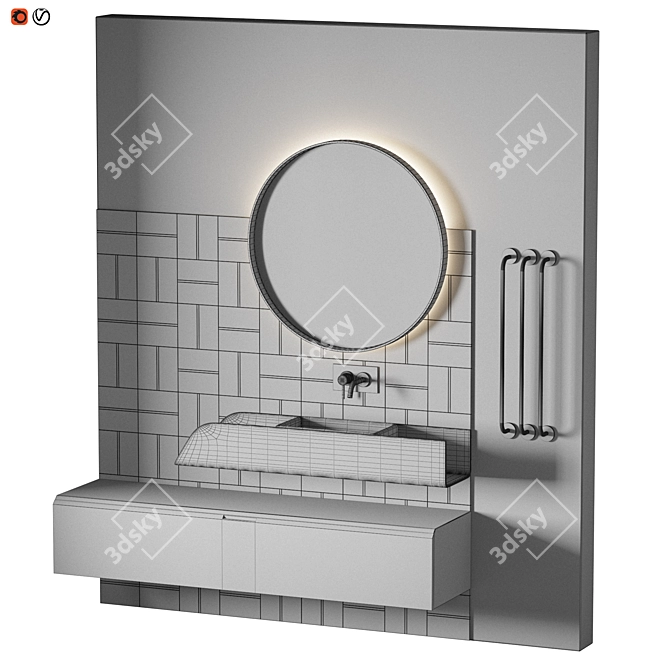 Luxury Black Brown Bathroom Set 3D model image 2