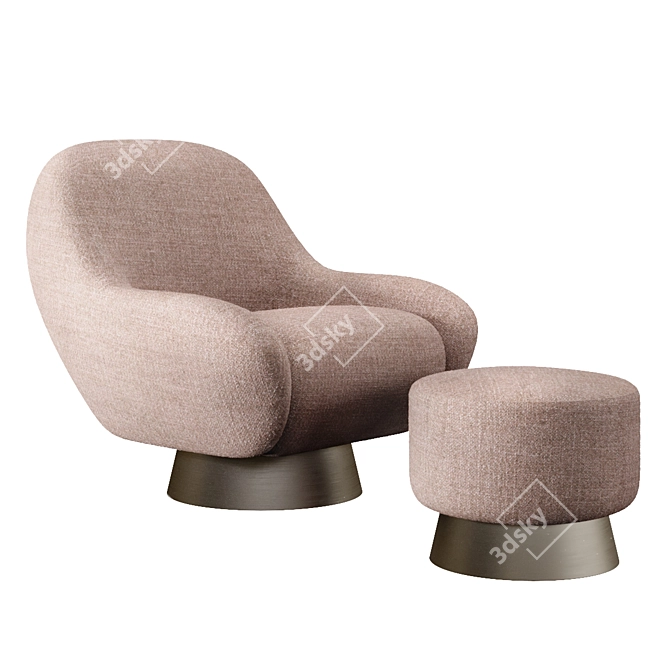 Modern Rocco Swivel Chair & Ottoman 3D model image 1