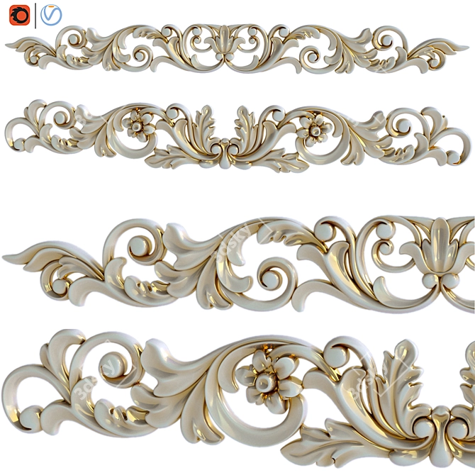 Title: "Precision Cut Decorative Element 3D model image 1