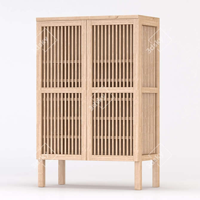 Stylish Solid Wood Shoe Cabinet 3D model image 1