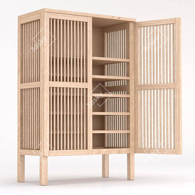 Stylish Solid Wood Shoe Cabinet 3D model image 3