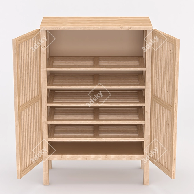 Stylish Solid Wood Shoe Cabinet 3D model image 4