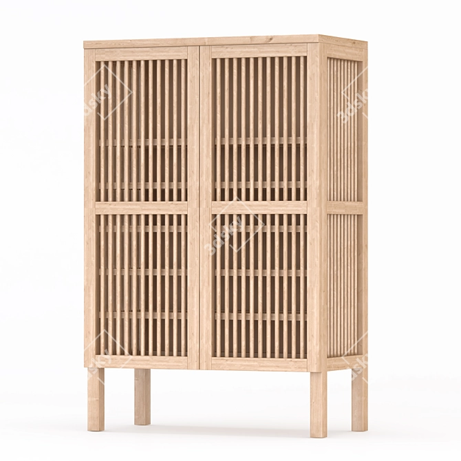 Stylish Solid Wood Shoe Cabinet 3D model image 7