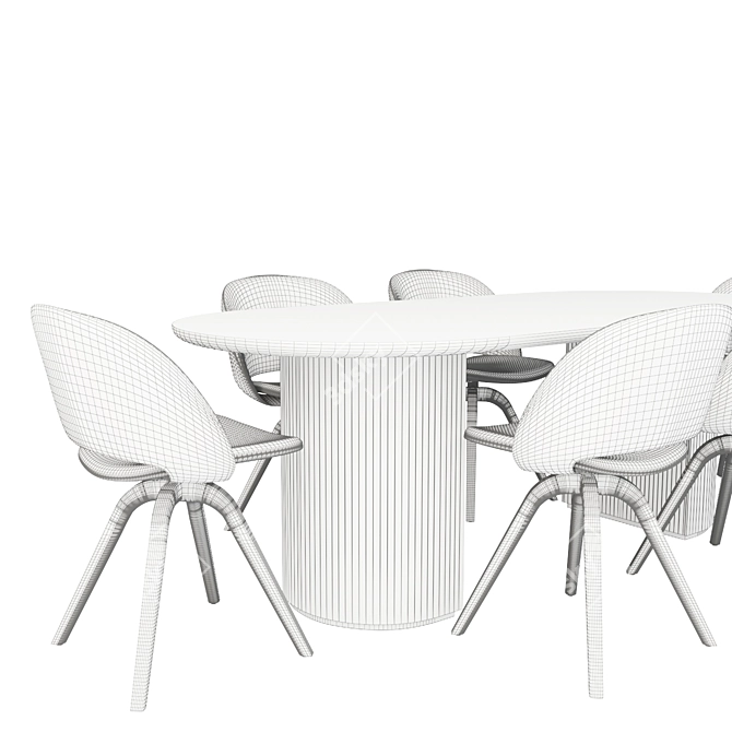 Lunar Elegance: GUBI Moon Dining Table and BONTEMPI Polo Covered Chair 3D model image 3