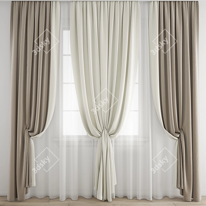 Premium Polygonal Curtain Model 3D model image 1