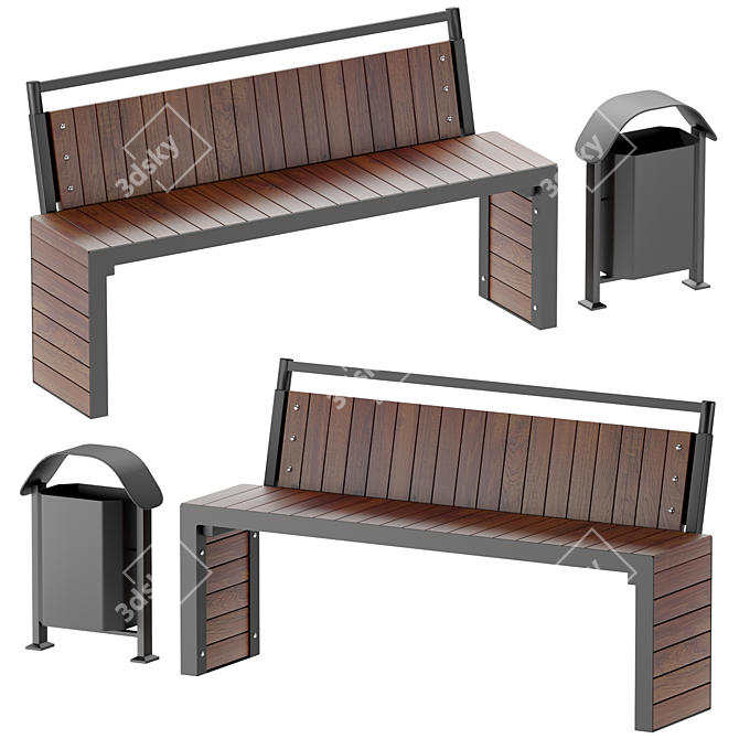 Urban Loft Bench & Urn 3D model image 1