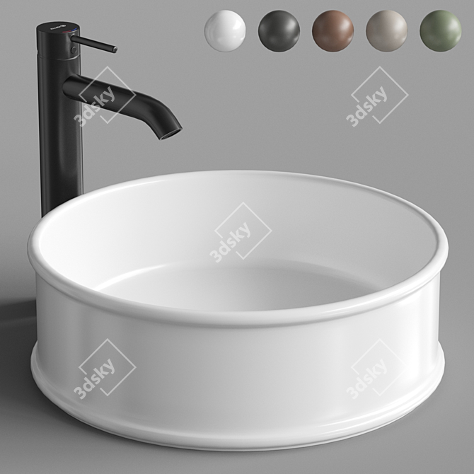 Elegant Round Sink | ArtCeram ATELIER 3D model image 1