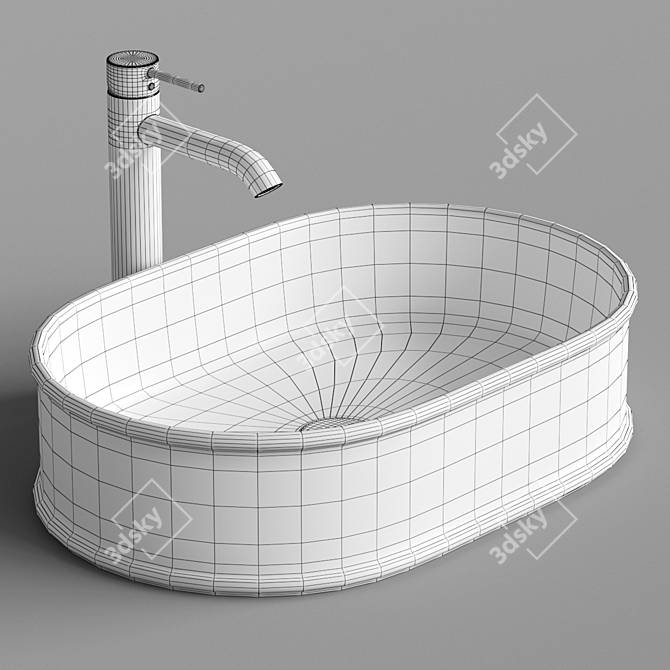 Elegant ArtCeram ATELIER 60 Sink and Kludi BOZZ Mixer 3D model image 4