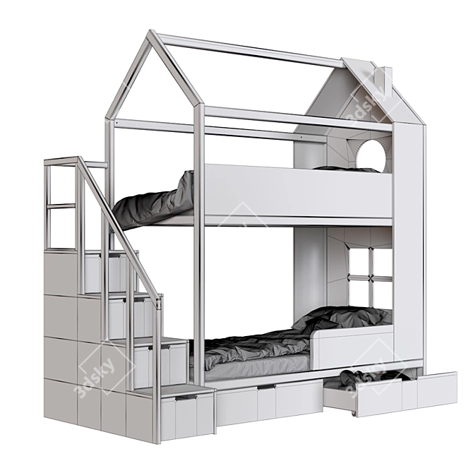 "Di-di" Bunk Bed with Integrated Chest 3D model image 1