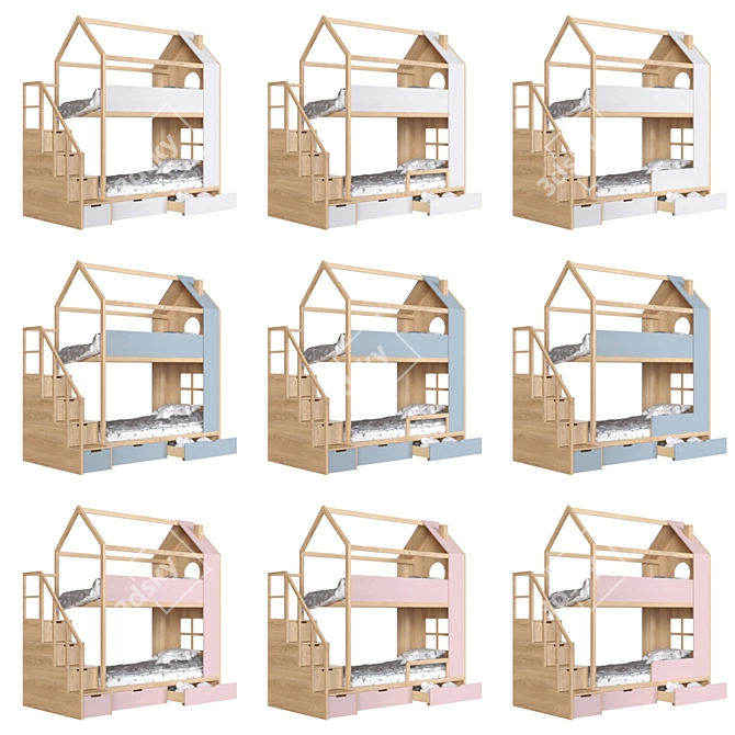 "Di-di" Bunk Bed with Integrated Chest 3D model image 5