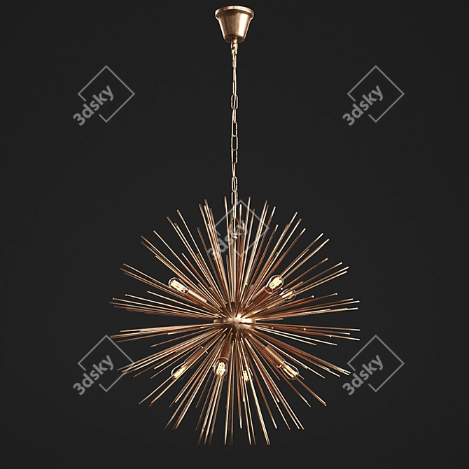 Brass Beam Pendant Lamp - Illuminate Your Space! 3D model image 2