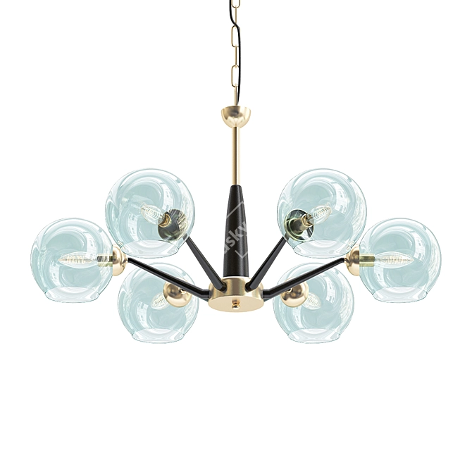 Thalia Chandelier: Blue Glass Elegance 3D model image 1