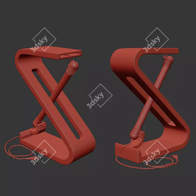 Modern Metal and Wood Table Lamp 3D model image 7