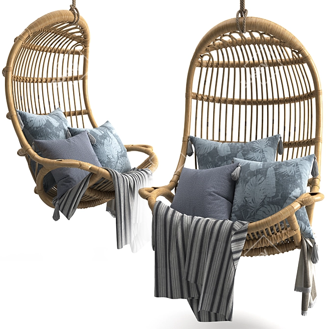 Sculptural Rattan Floating Chair 3D model image 2