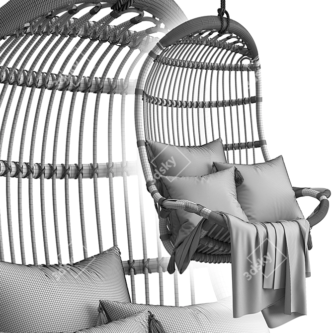 Sculptural Rattan Floating Chair 3D model image 7