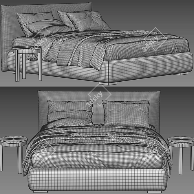 Elegant Meridiani Scott Bed 3D model image 4