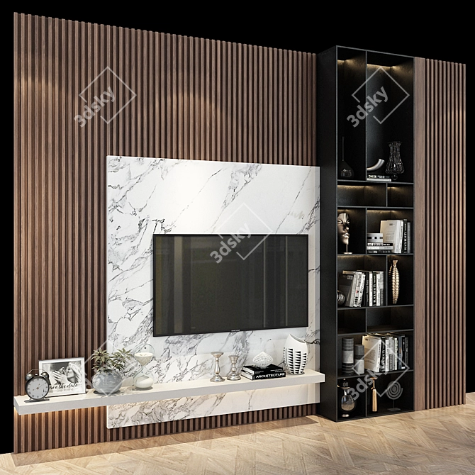 Sleek TV Wall Set: Effortless Elegance 3D model image 3
