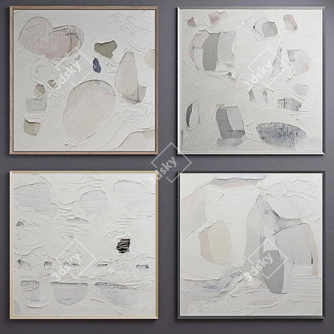 Polygonal Framed Art Collection - 4 Unique Pieces 3D model image 12