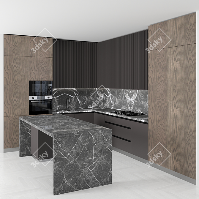 Modern Island Kitchen: Stylish, Versatile, High-Quality 3D model image 1