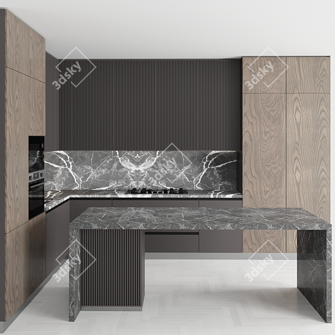 Modern Island Kitchen: Stylish, Versatile, High-Quality 3D model image 2