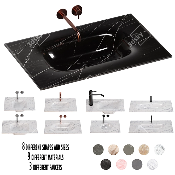 Artelinea Washbasin Set 5: Stylish Designs and High Quality 3D model image 1