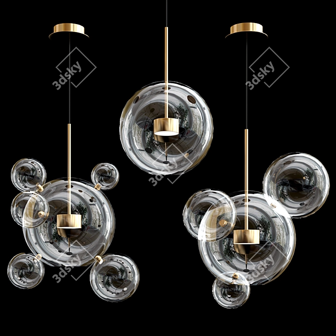 Bubble B: LED Glass Shade Lamps 3D model image 1