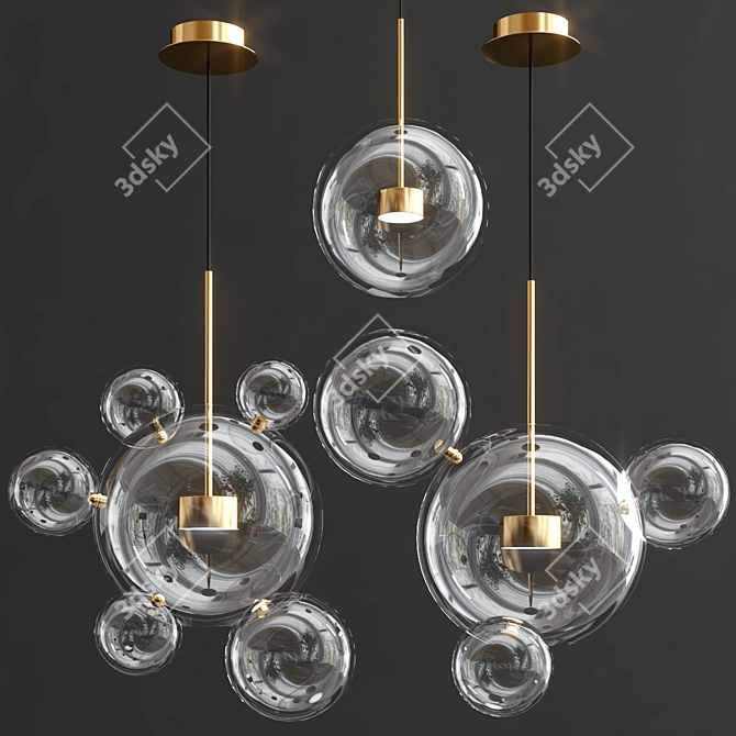 Bubble B: LED Glass Shade Lamps 3D model image 3