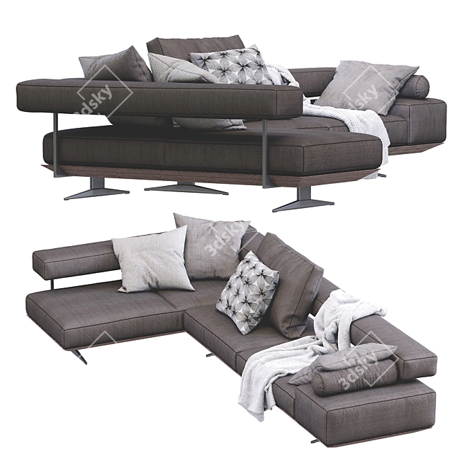 Elegant Sofa Wing by Flexform 3D model image 4