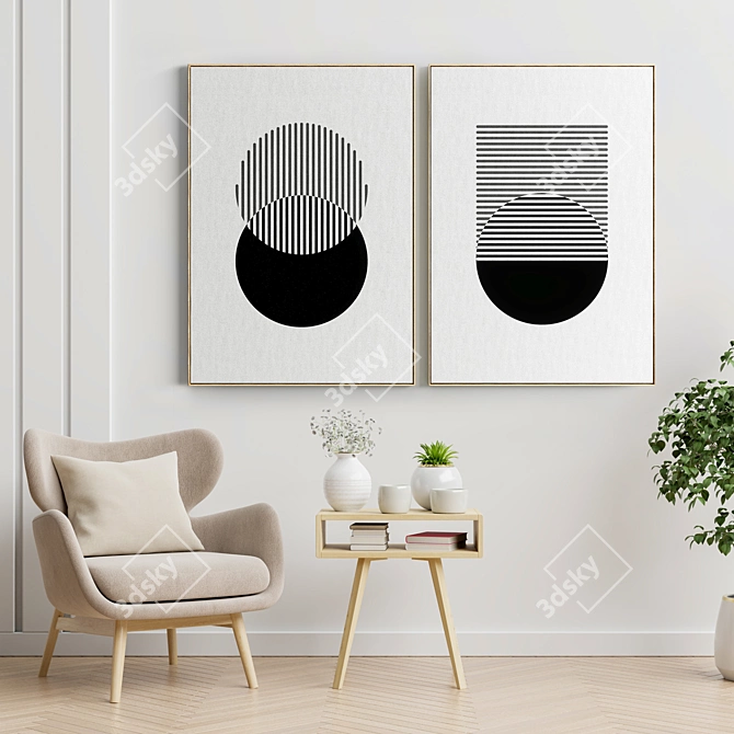 Minimal Abstract Photo Frames 3D model image 2