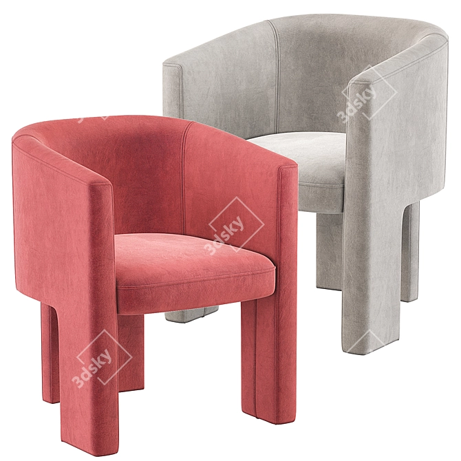 Coco Republic Phoenix Velvet Dining Chair 3D model image 4