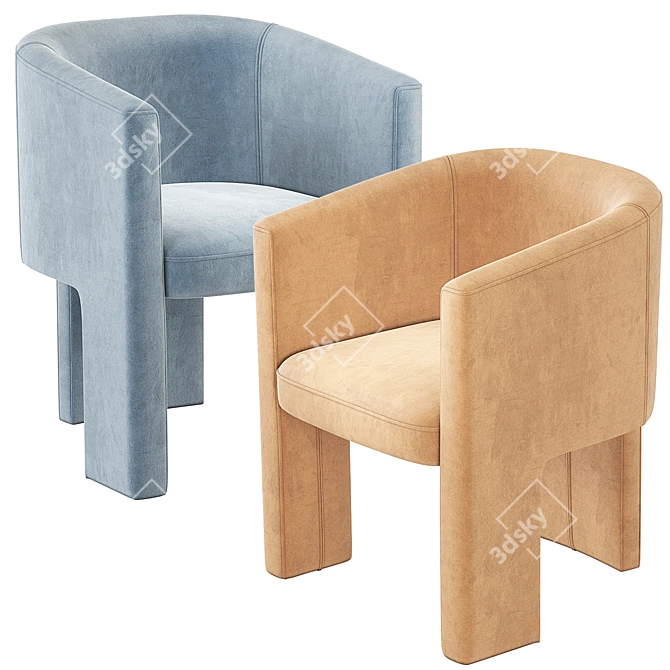 Coco Republic Phoenix Velvet Dining Chair 3D model image 5