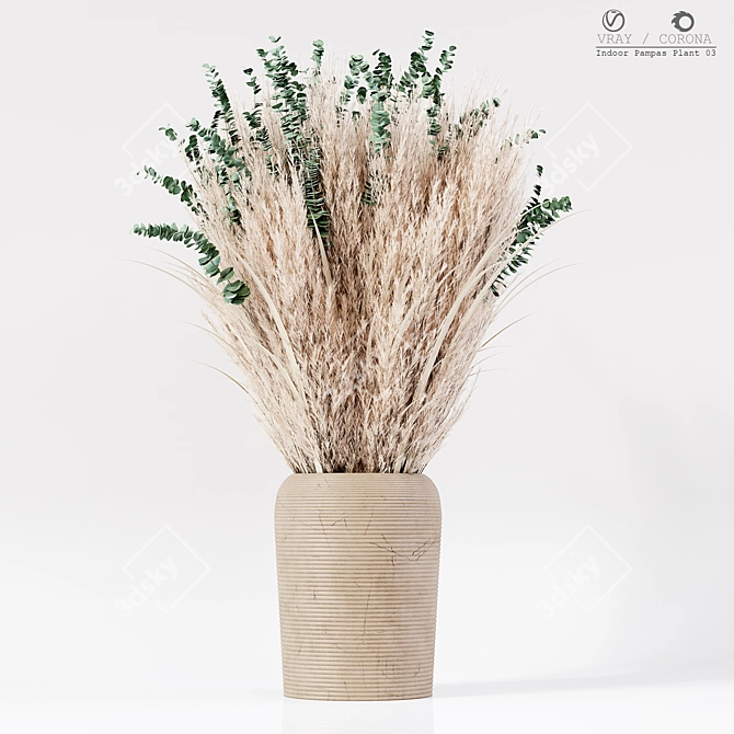 Elegant Indoor Pampas Plant 3D model image 1