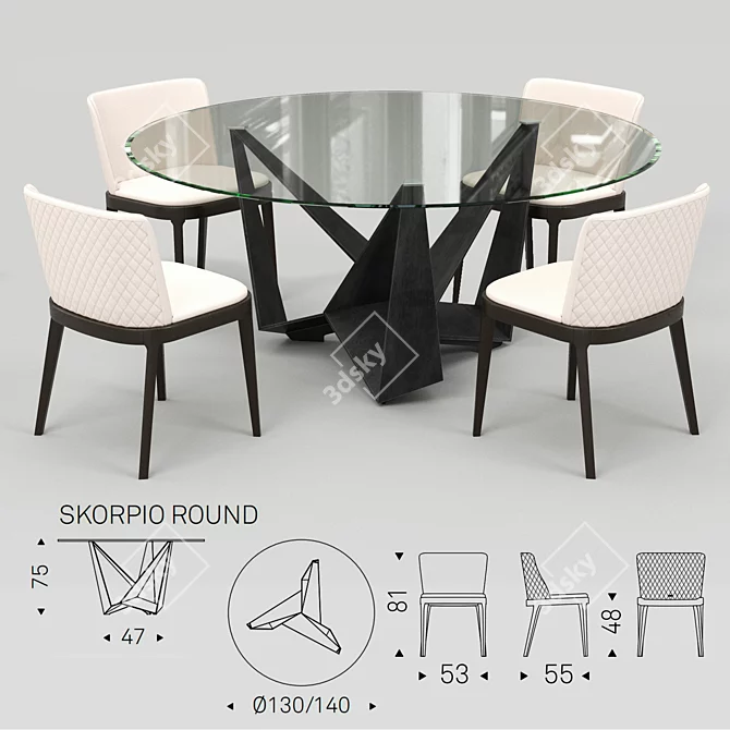 Skorpio Italia: Stylish Dining Set 3D model image 1