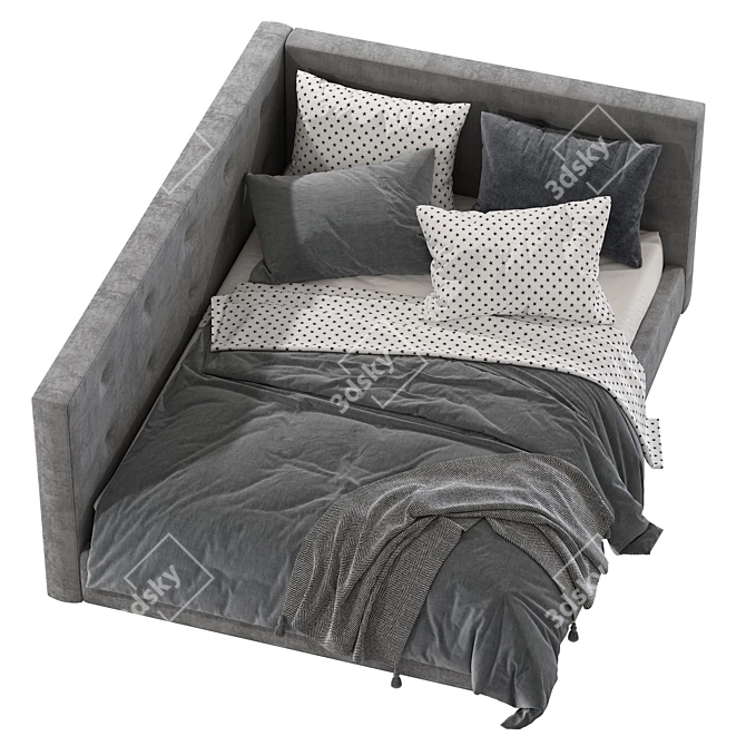 Cozy Corner Upholstered Bed 3D model image 3
